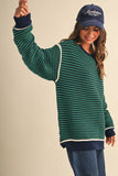 Piper Navy/Green Striped Sweater