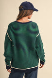 Piper Navy/Green Striped Sweater