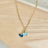 Double Blue Heart Necklace