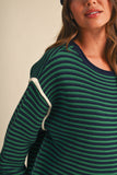 Piper Navy/Green Striped Sweater
