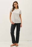 LINEN BLENDED STRIPED RELAXED TEE