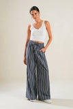 STRIPED WIDE LEG PANTS