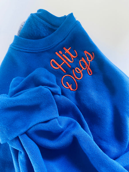 Hit Dogs Embroidered Collar Crewneck Fleece