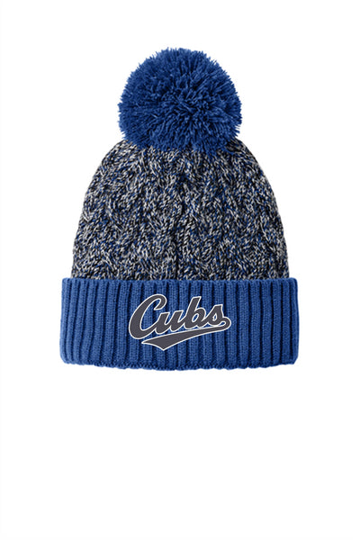 New Era Cubs Script Pom Beanie