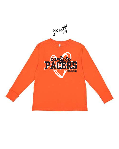 Youth Carlisle Pacers Heart Long Sleeve T