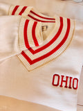 OHIO Embroidered Letterman V-Neck Fleece