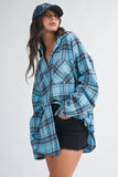 Oversized Sky-Blue Plaid Flannel