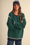 Piper Navy/Green Striped Sweater