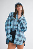 Oversized Sky-Blue Plaid Flannel