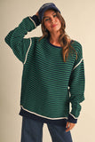 Piper Navy/Green Striped Sweater