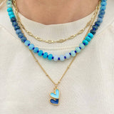 Double Blue Heart Necklace