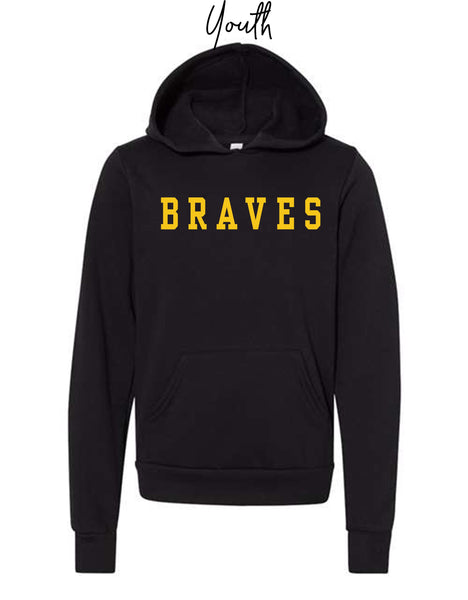 Youth Braves Black Sponge Fleece Hoodie