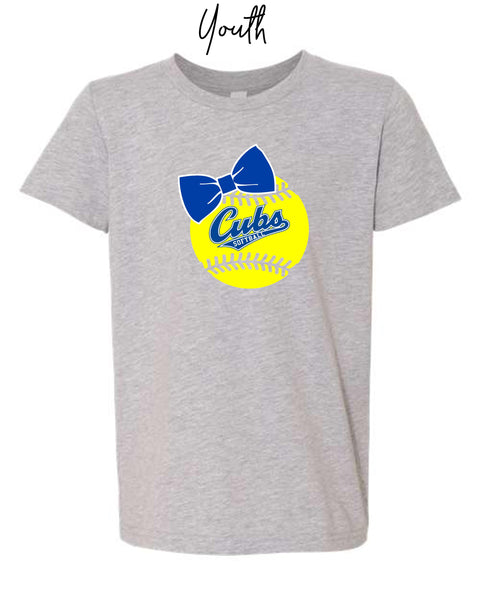 Youth Cubs Softball Bow T-Shirt